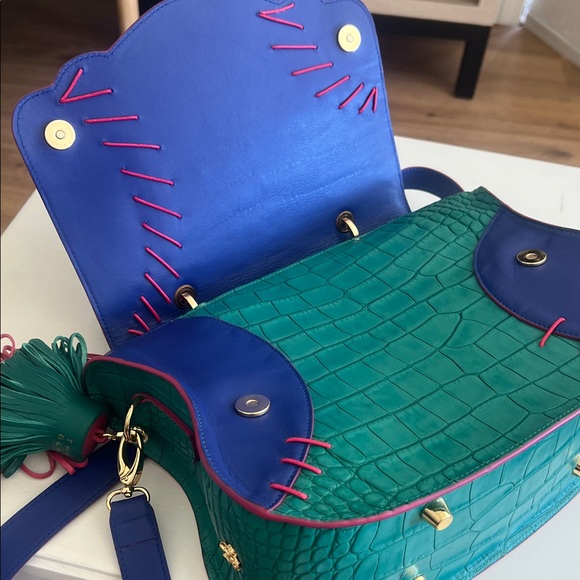 NEW! Rare Thale Blanc- Multicolor Audrey Croc-Embossed Crossbody/Top Handle Bag - Picture 11 of 16